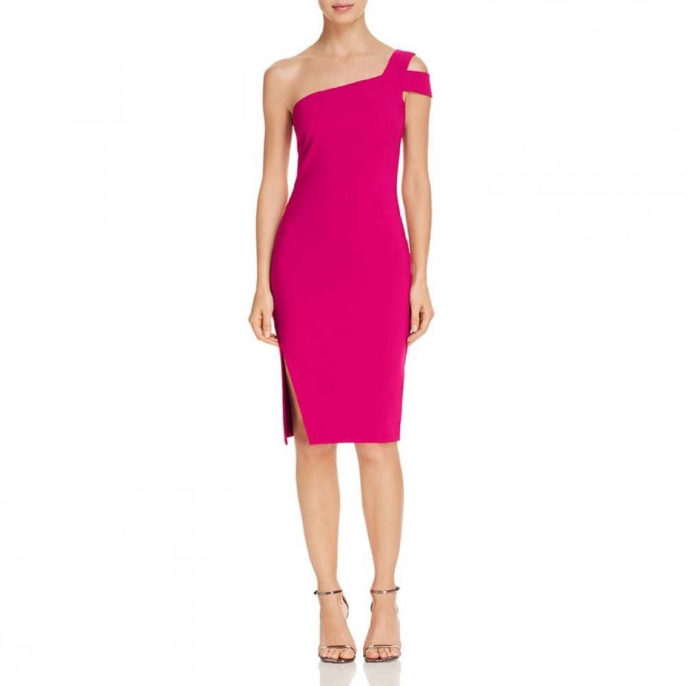 Likely One-Shoulder Hot Pink Sheath Dress